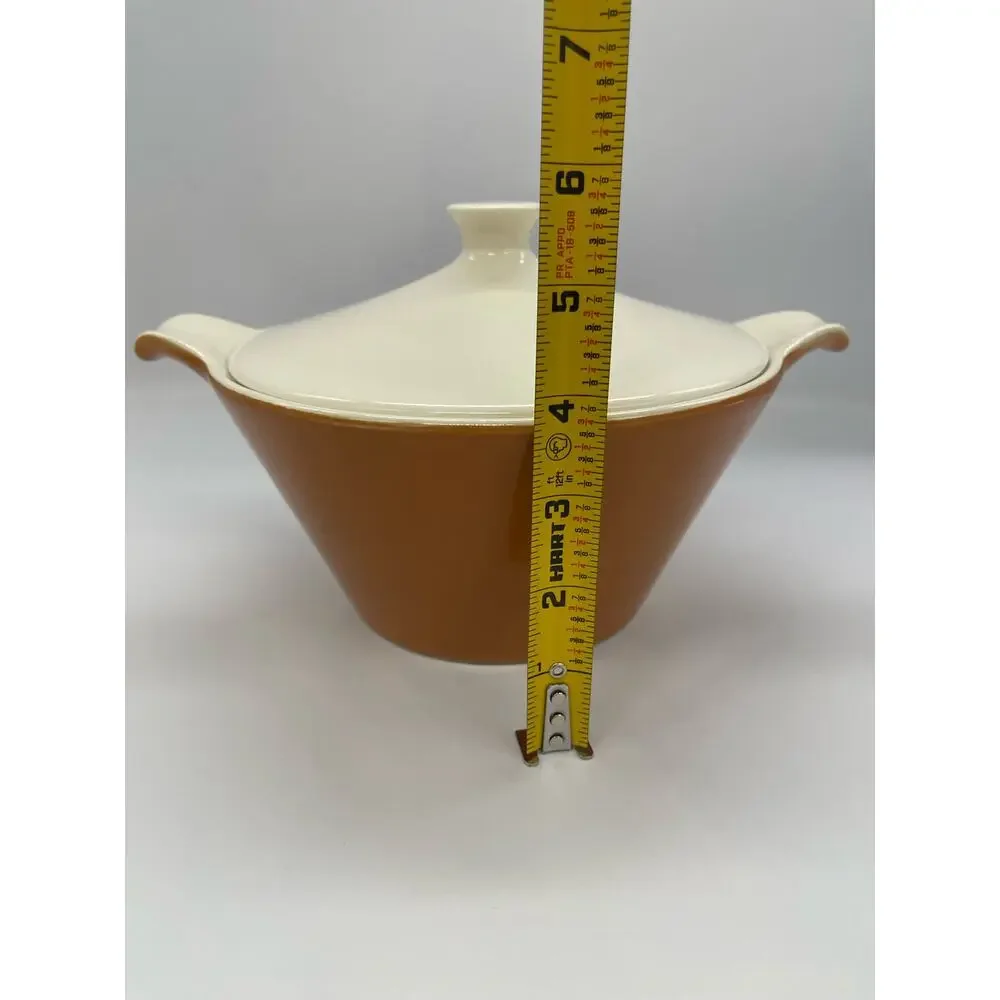 Vintage MCM Royal China Star Glow Covered Casserole Serving Dish Rust Brown
